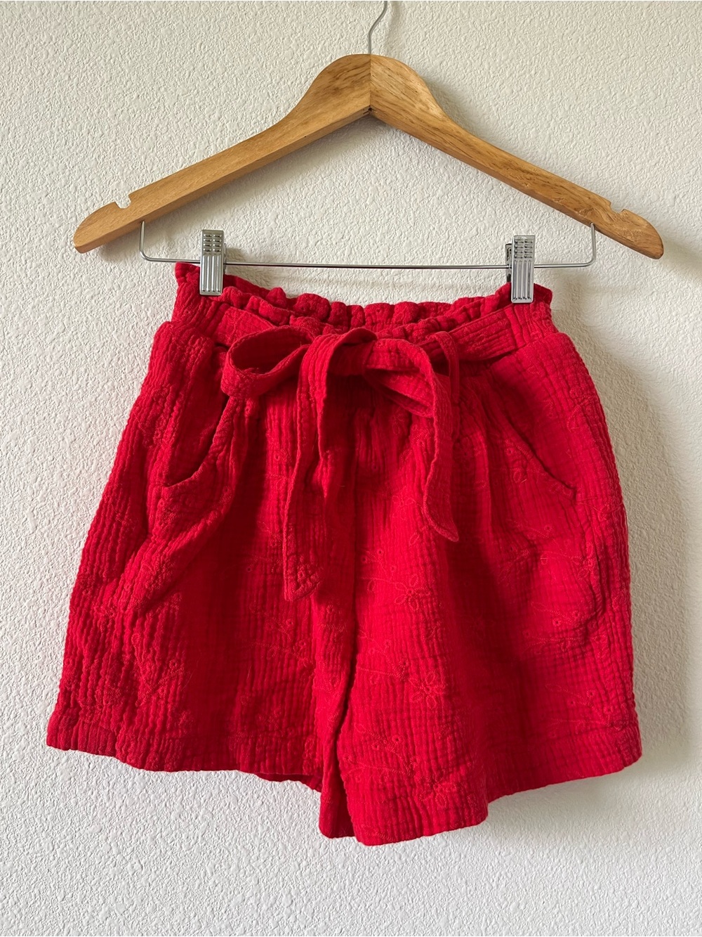 Knox Rose red linen shorts